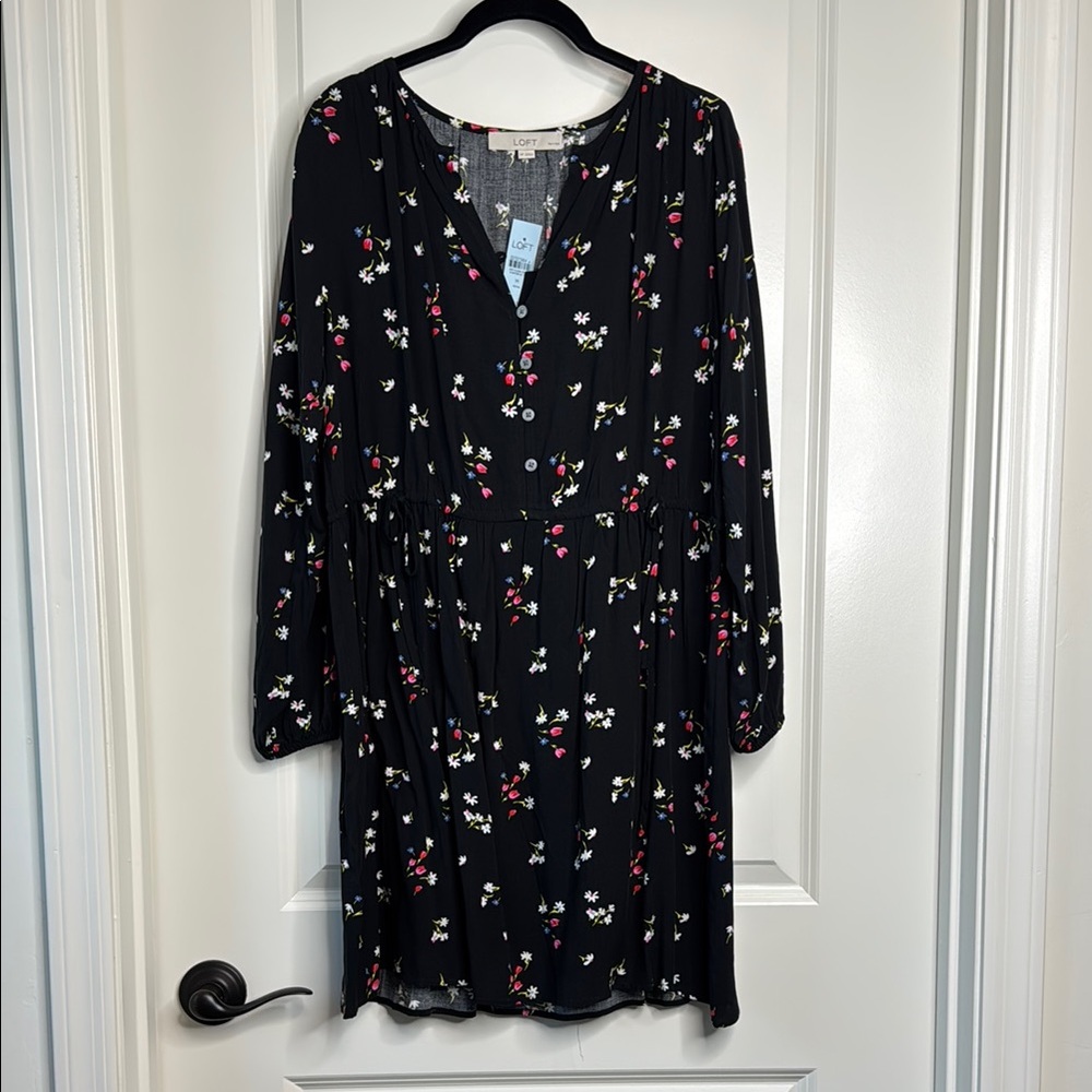 Loft Floral Black Dress